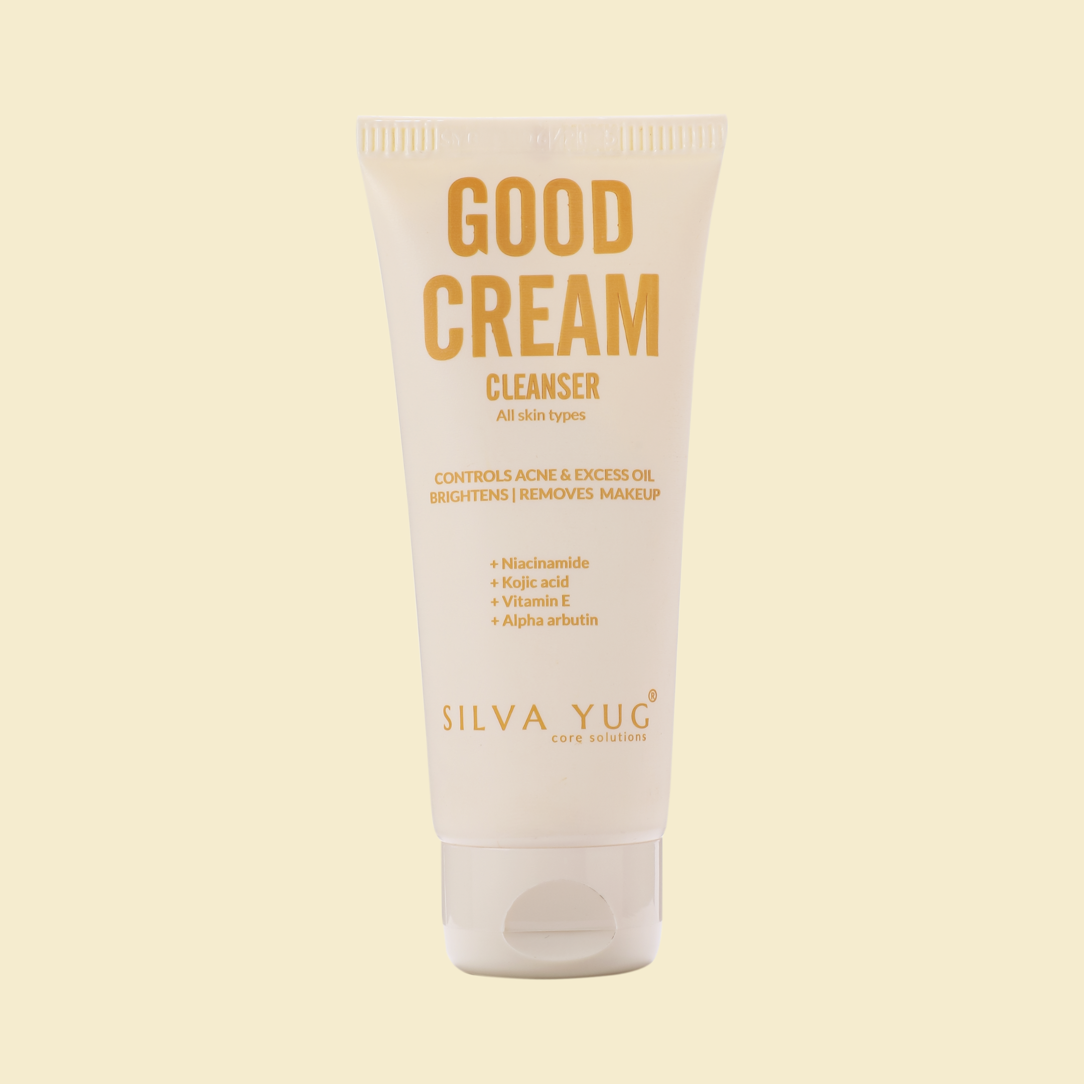 Good Cream Cleanser | Cream based | Controls Acne & Excess Oil, Brightens, Remove Make-up, | Niacinamide, Kojic acid, Vitamin E, Alpha Arbutin | For Men & Women