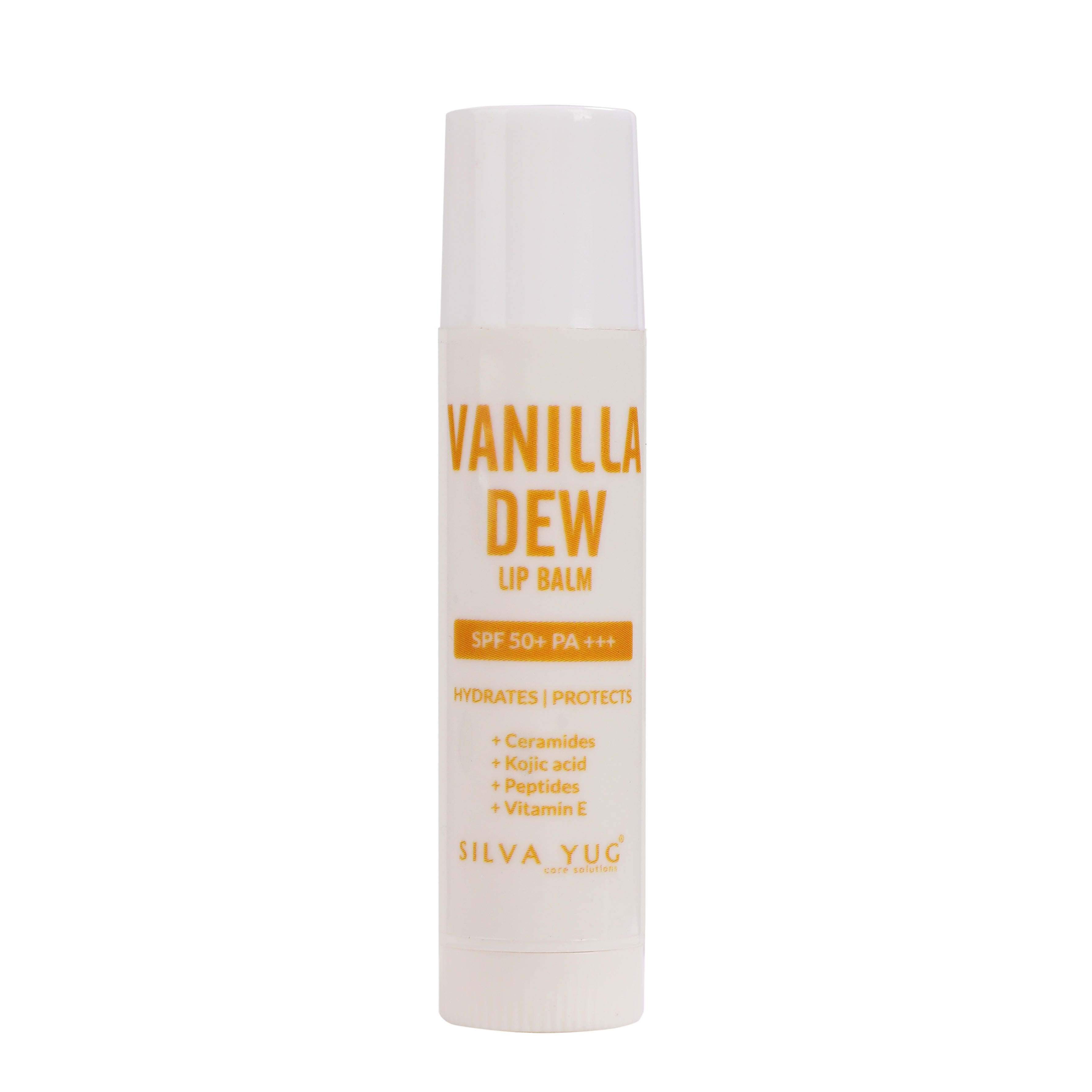 Vanilla Dew Lip Balm with SPF 50+ PA+++ | 5 g | Kojic Acid, Ceramides, Peptides & Vitamin E | Hydrating lip balm for dry lips | Protection for Women & Men