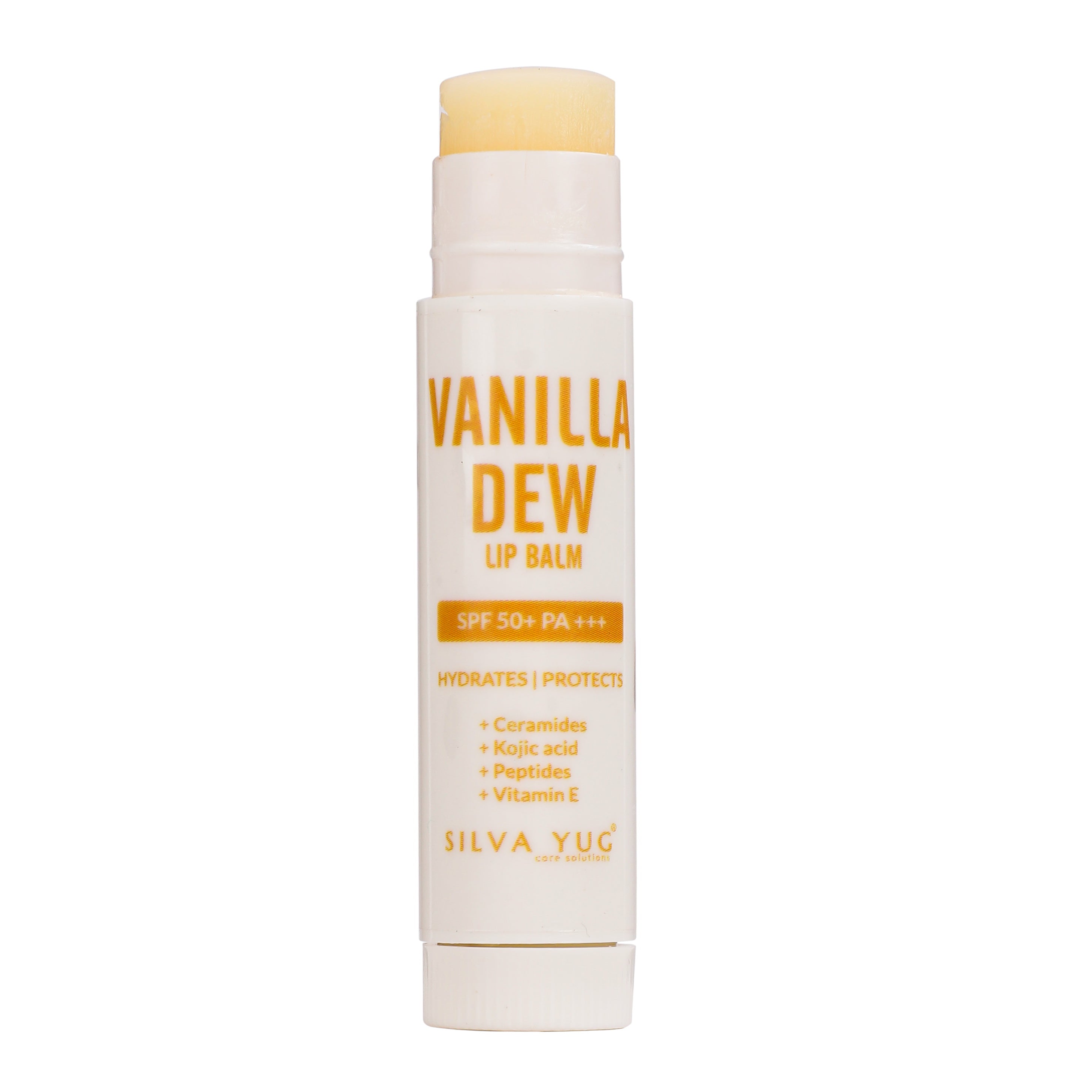 Vanilla Dew Lip Balm with SPF 50+ PA+++ | 5 g | Kojic Acid, Ceramides, Peptides & Vitamin E | Hydrating lip balm for dry lips | Protection for Women & Men