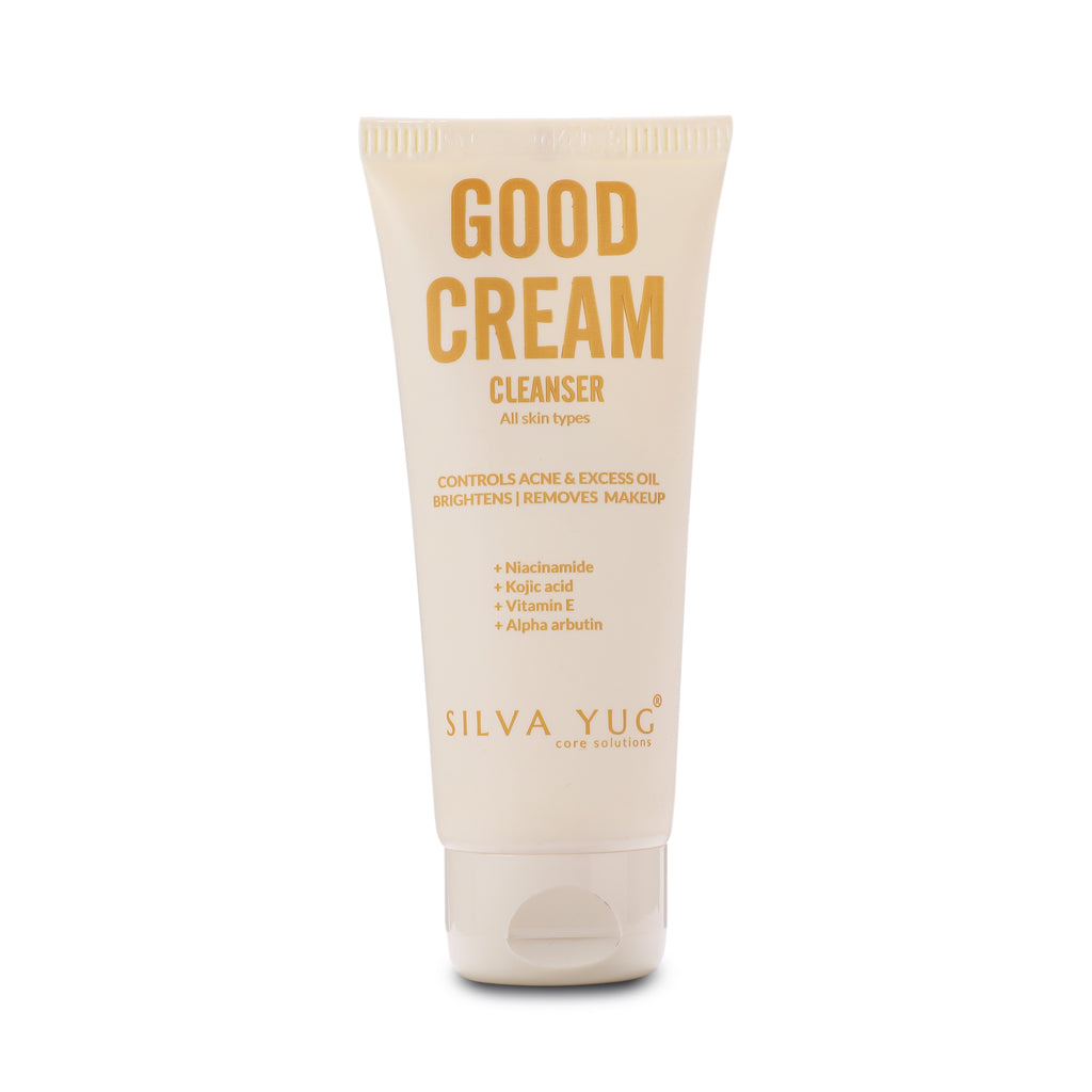Good Cream Cleanser | Cream based | Controls Acne & Excess Oil, Brightens, Remove Make-up, | Niacinamide, Kojic acid, Vitamin E, Alpha Arbutin | For Men & Women