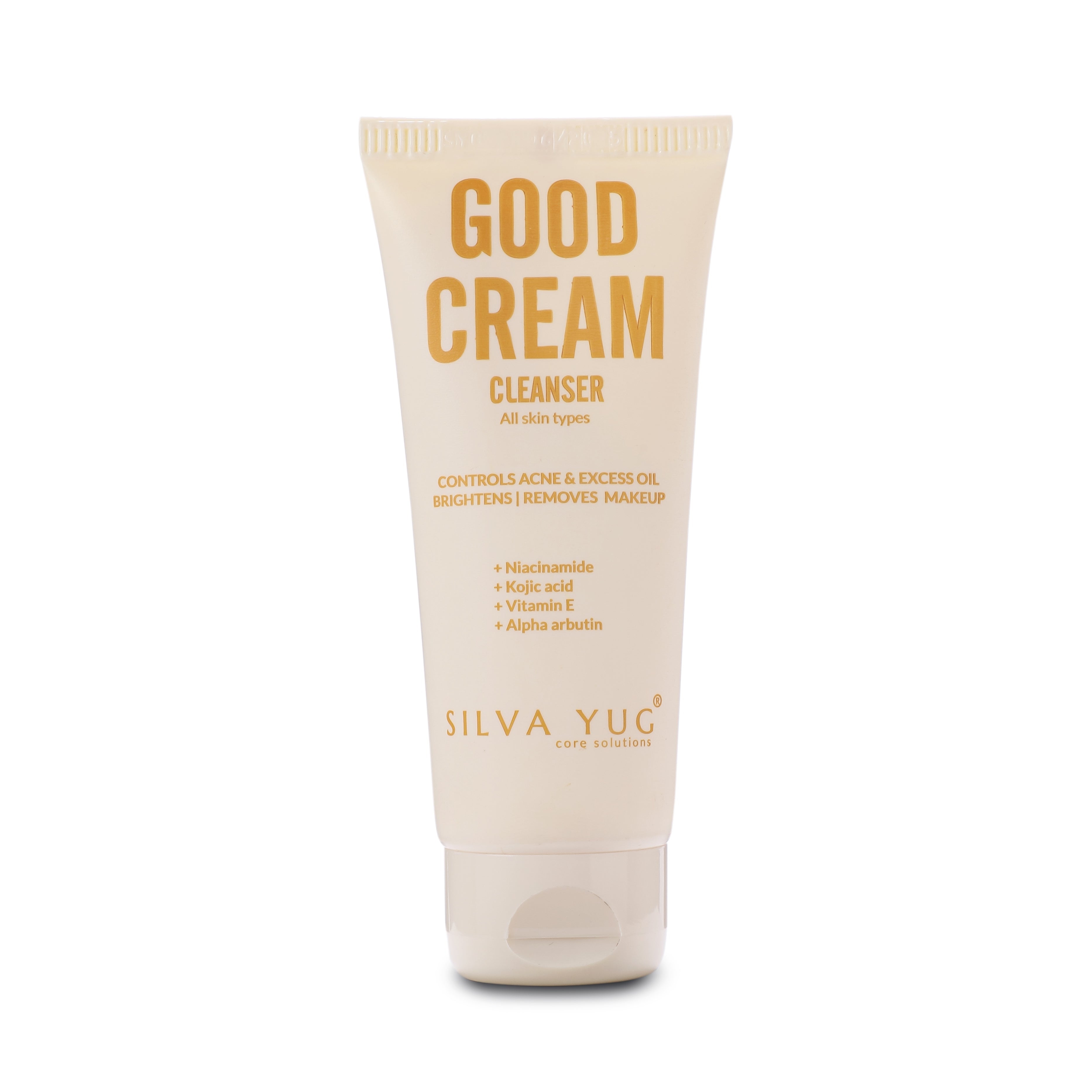 Good Cream Cleanser | Cream based | Controls Acne & Excess Oil, Brightens, Remove Make-up, | Niacinamide, Kojic acid, Vitamin E, Alpha Arbutin | For Men & Women