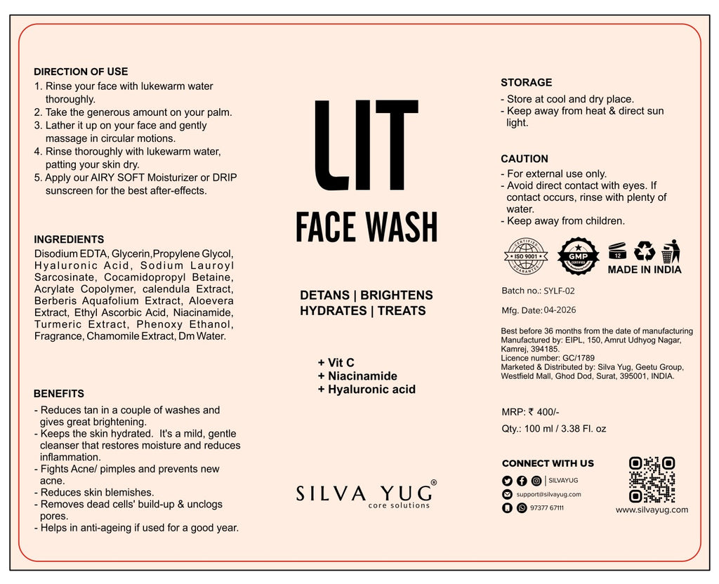 LIT Face Wash – Detans, Brightens, Hydrates & Treats